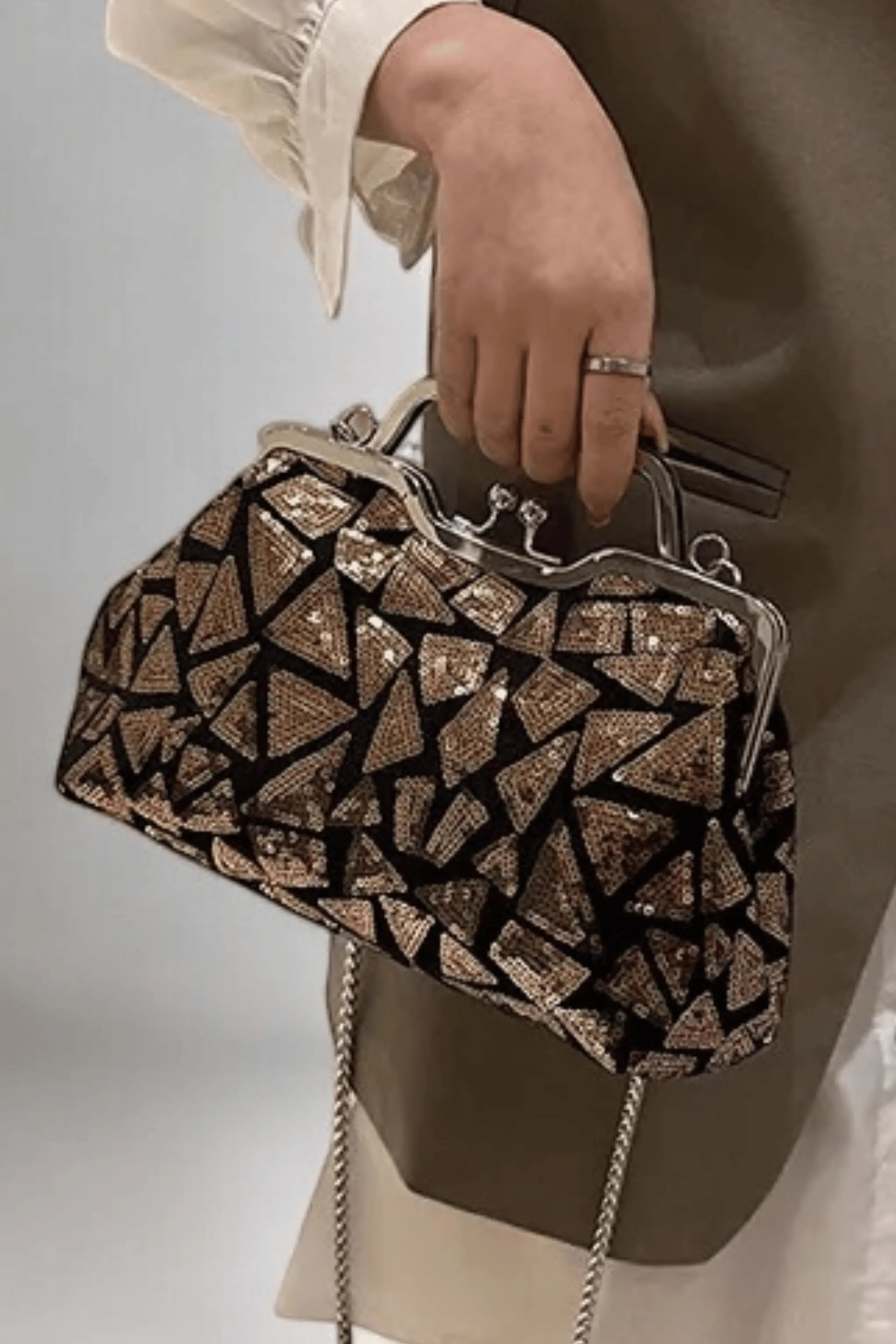 Luxury Satin Party Purse for Women in Black and Gold