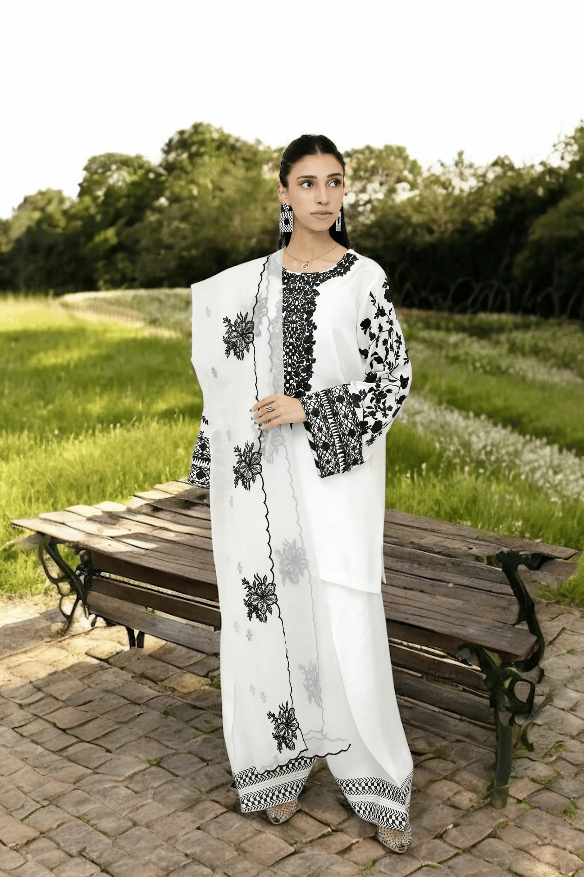Elegant organza embroidered dupatta with rawsilk outfit – Party Wear Collection