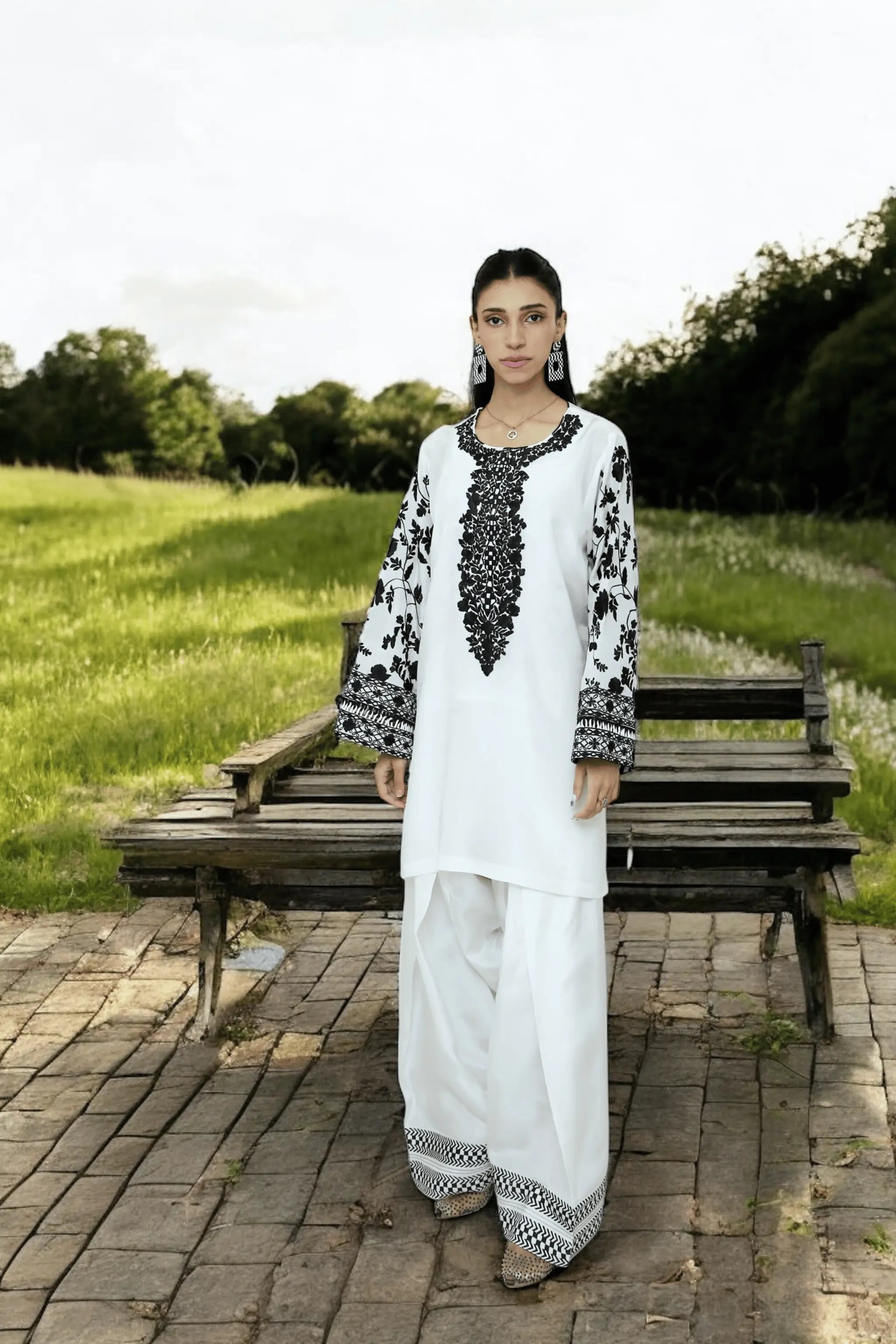 Elegant organza embroidered dupatta with rawsilk outfit – Party Wear Collection