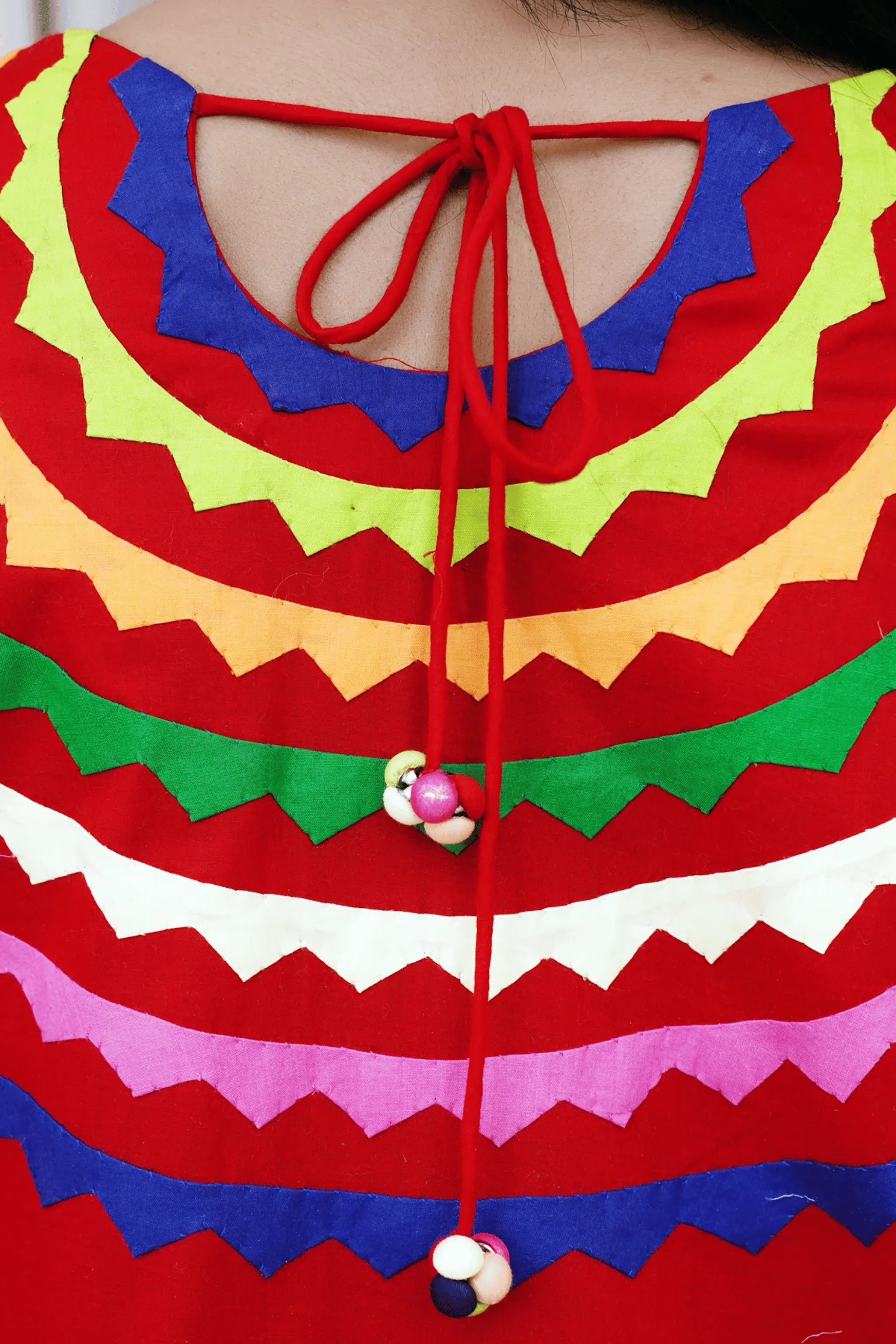 Premium Bareeze lawn shirt in red with multicolor Ralli details