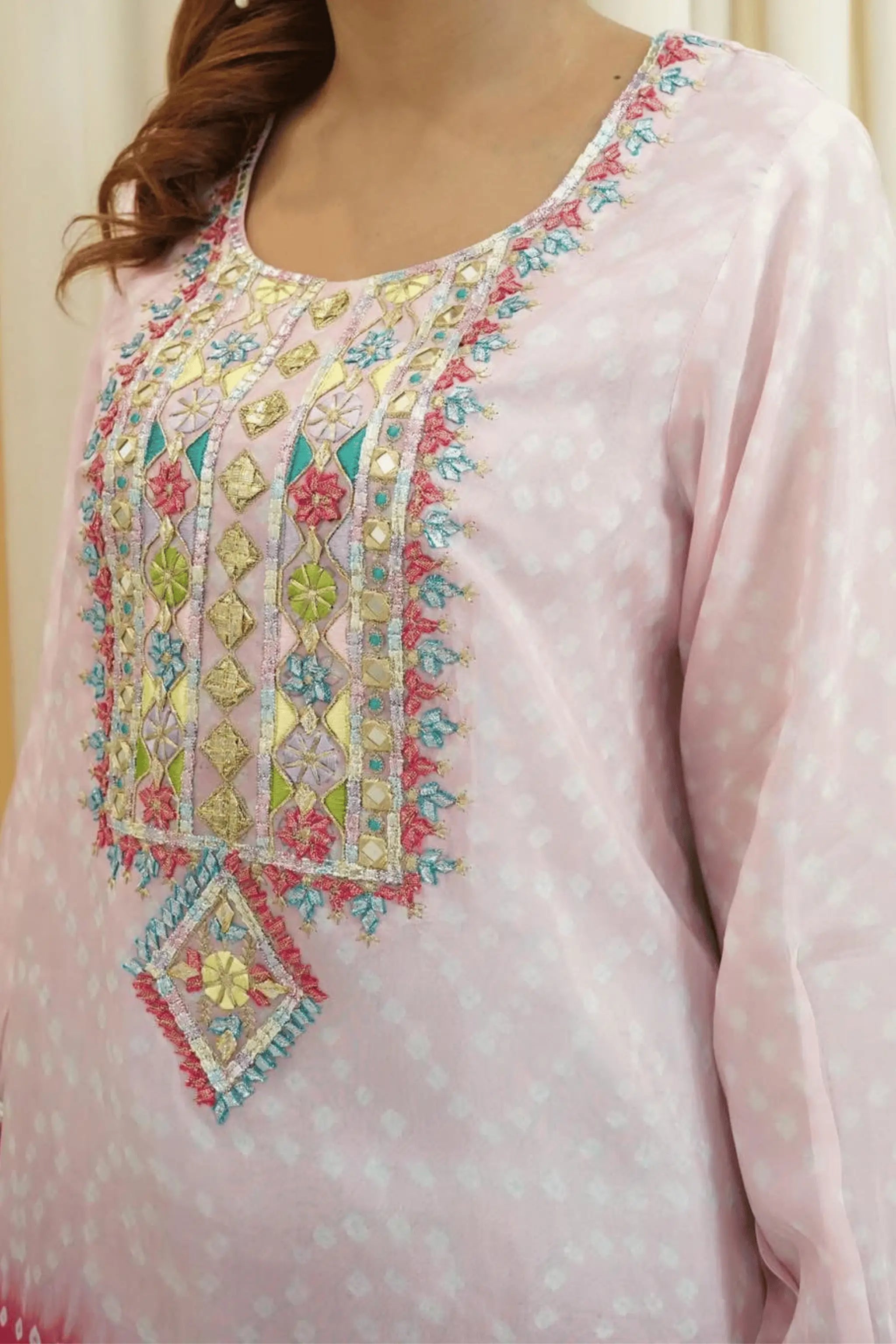 Raw silk farshi shalwar with gotta and thread work