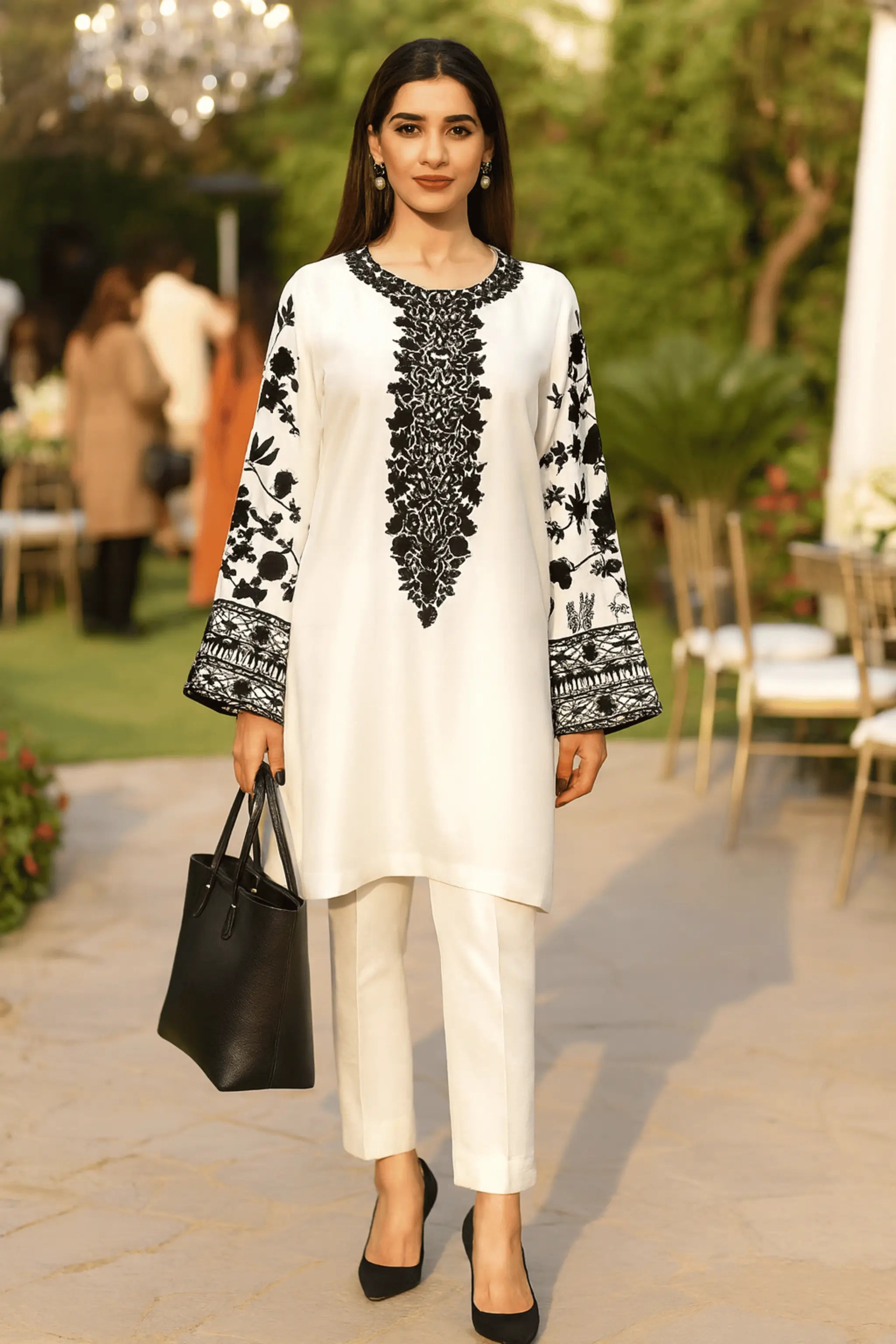 Rawsilk farshi shalwar with block print patti design – Party Wear