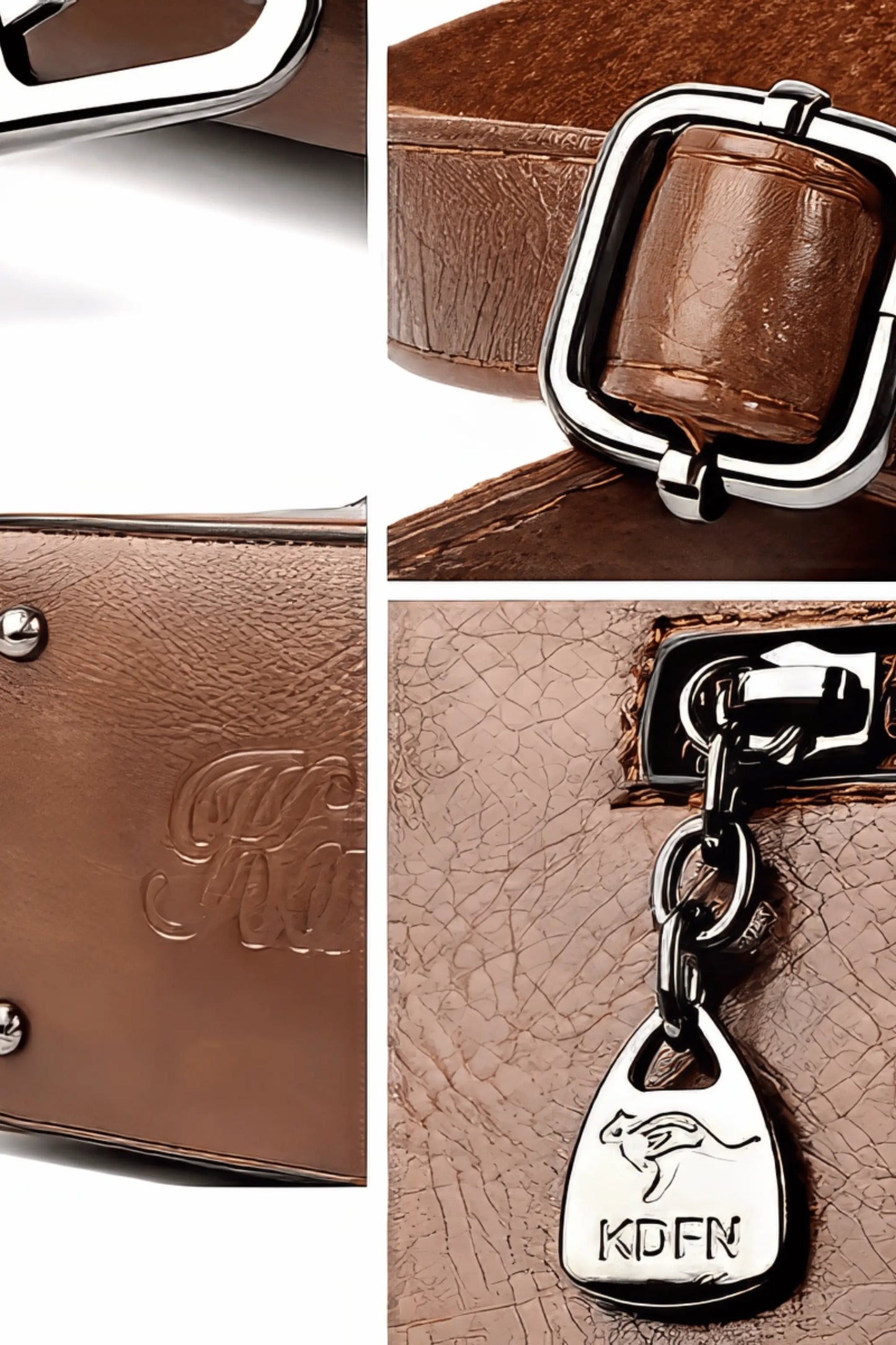 AOI LIBAS brown leather tote handbag – back view and handle detail