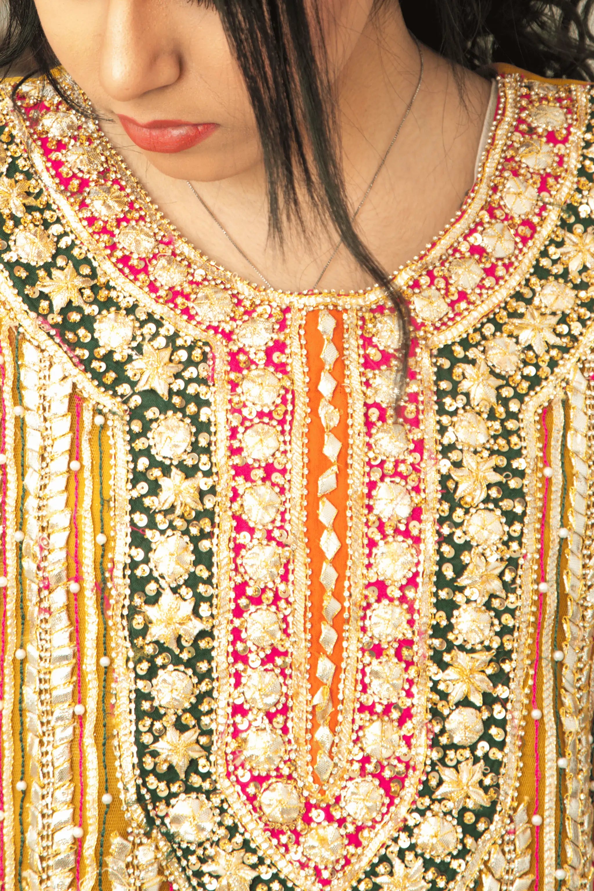 SuperNova – Net Shirt & Dopatta with Gotta Lace and Raw Silk Trouser/Shalwar