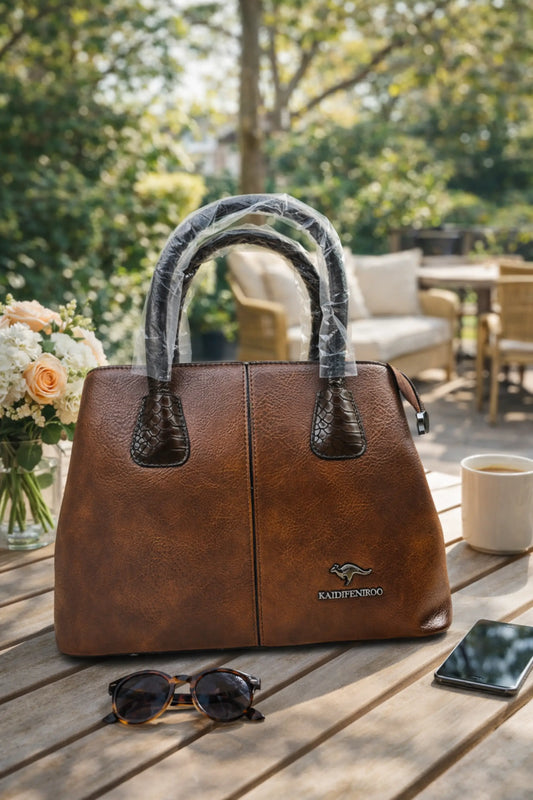 AOI_LIBAS_brown_leather_tote_handbag_front_view_with_textured_handle