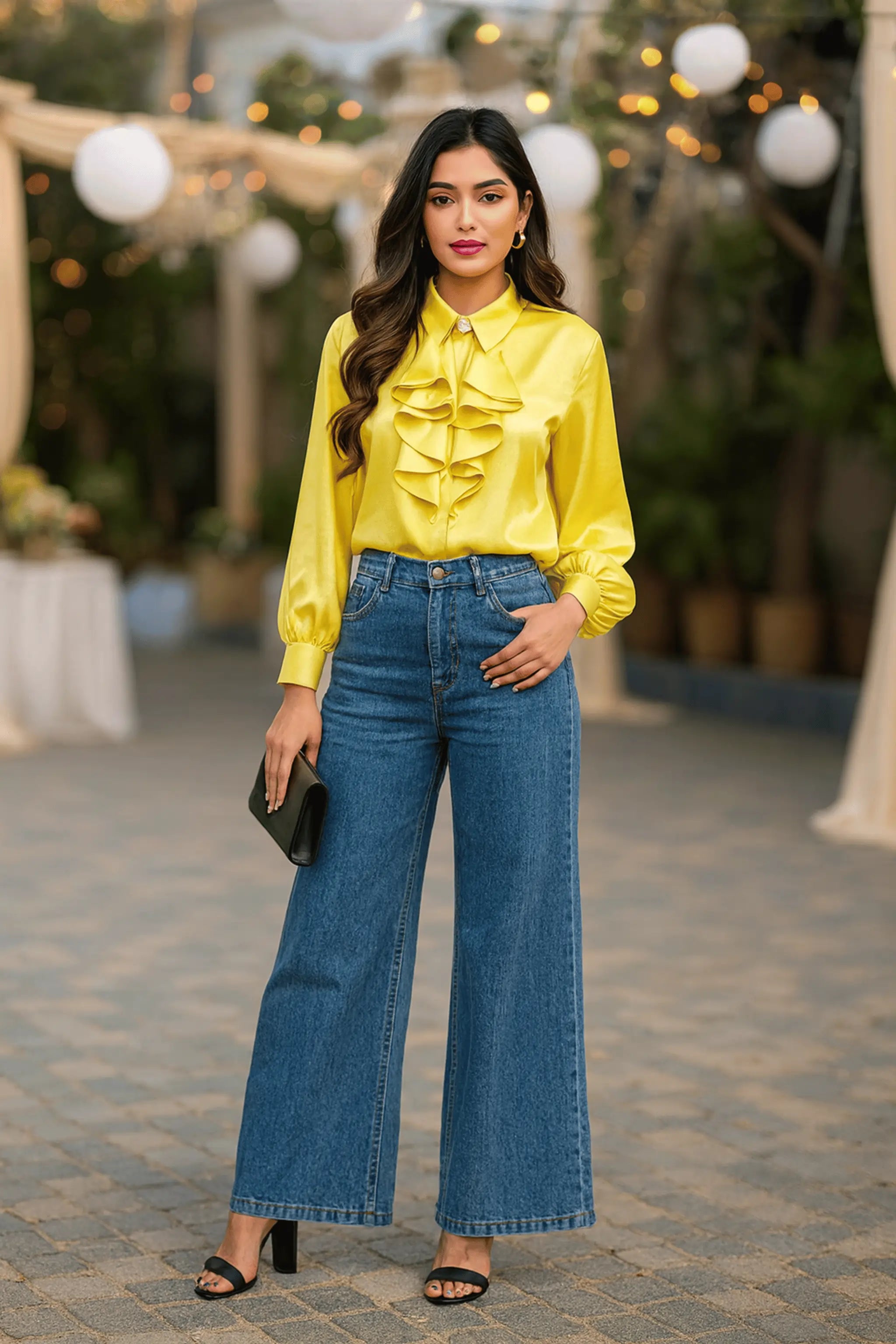 AOI Western Vogue ivory shirt with long sleeves