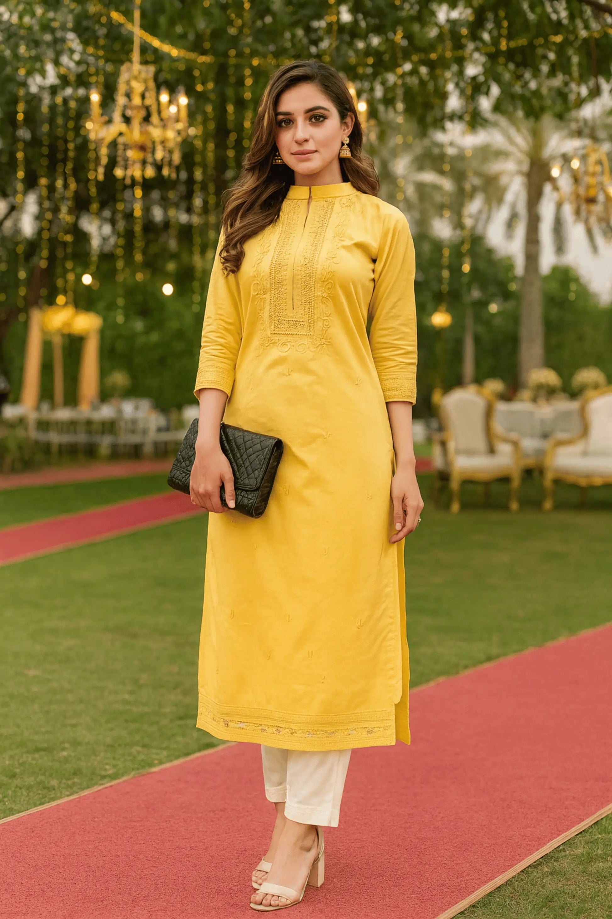 Amber Bareeze lawn shirt with hand embroidery and mirrors