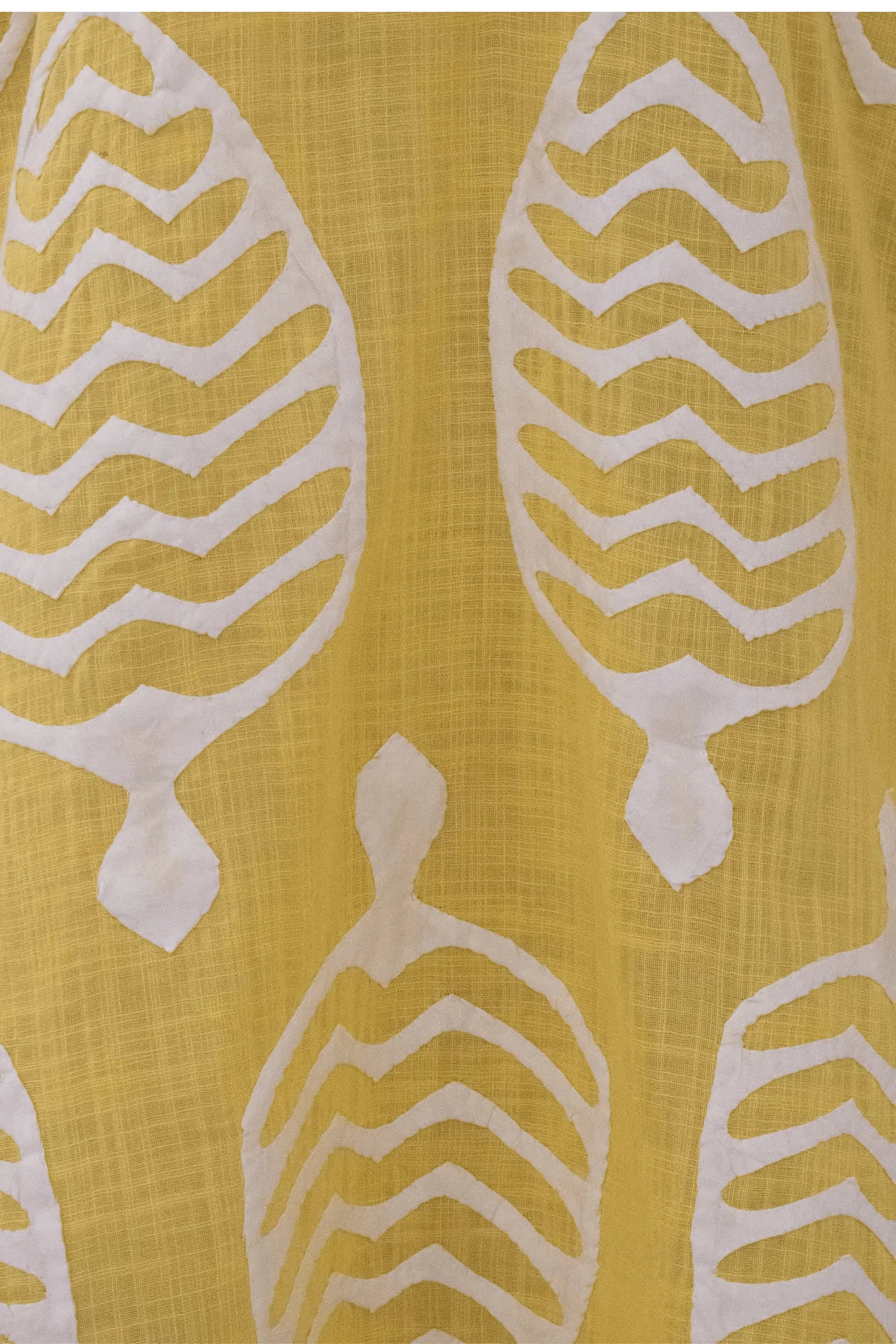 Apachi Bareeze Premium Lawn shirt with white ralli embroidery on yellow base.