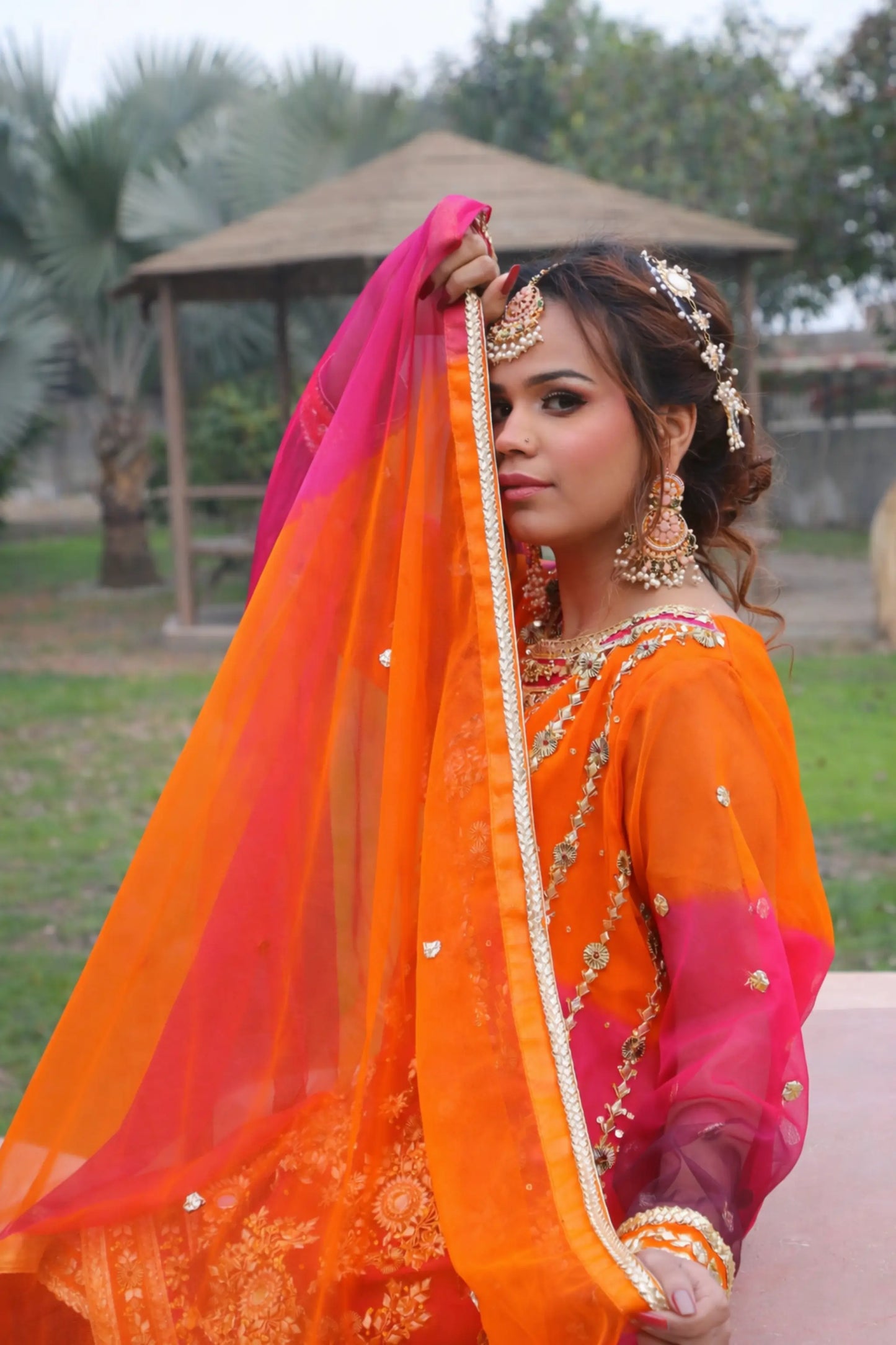 Full formal wedding look three piece gharara set