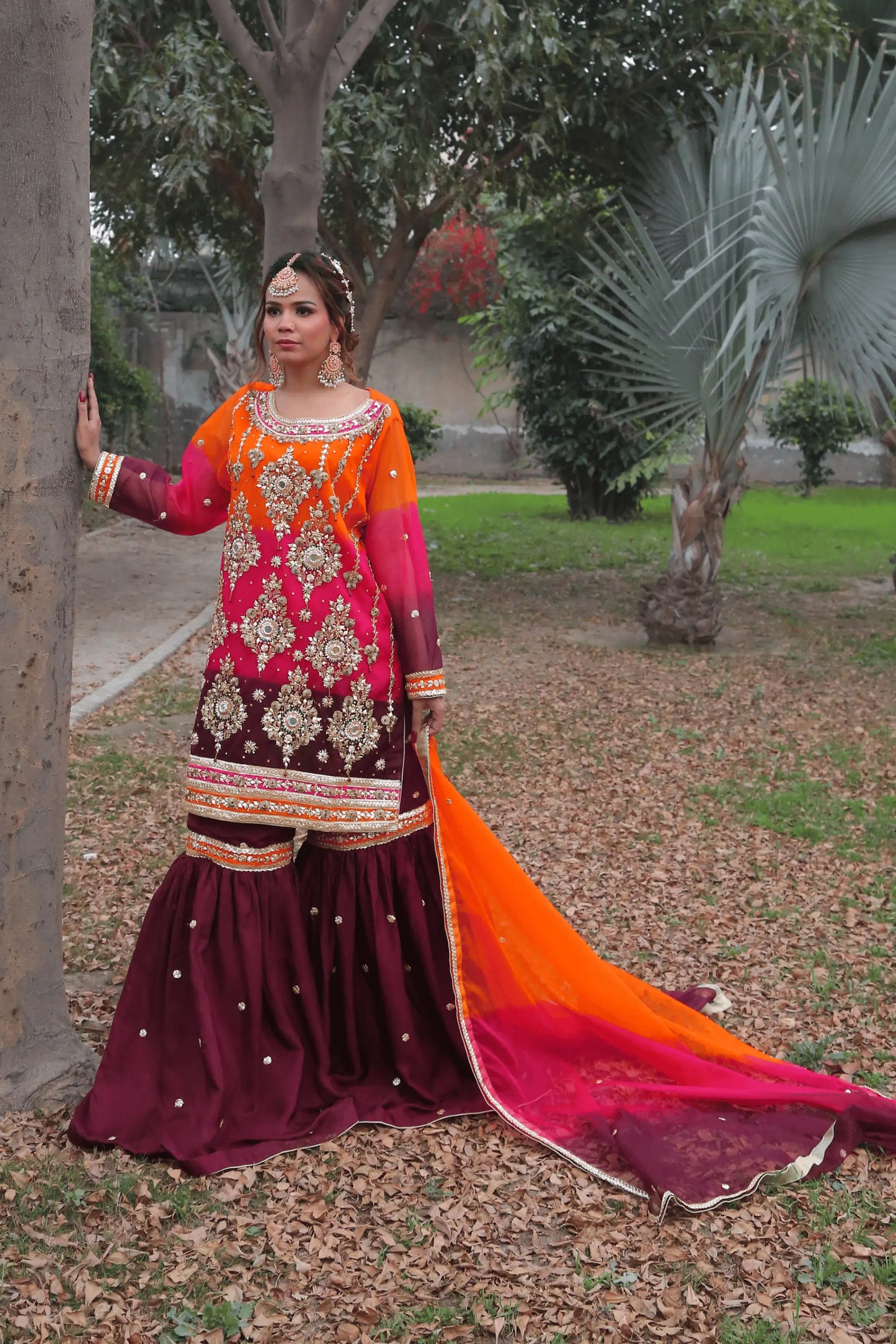 Luxury_Pret_organza_gharara_set_with_embroidered_shirt_front_View