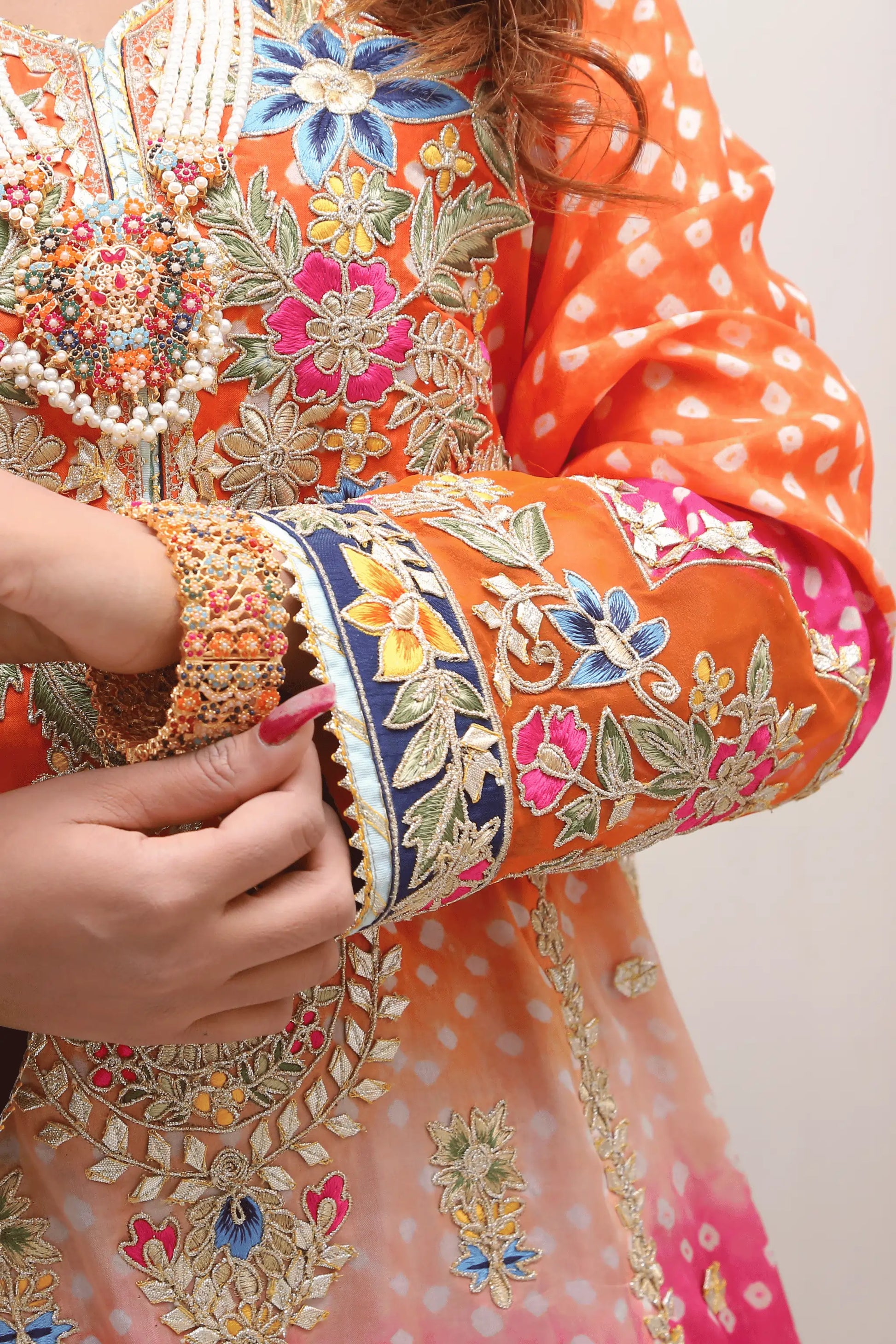 Medium Silk Shirt & Dupatta, Raw Silk Farshi Shalwar