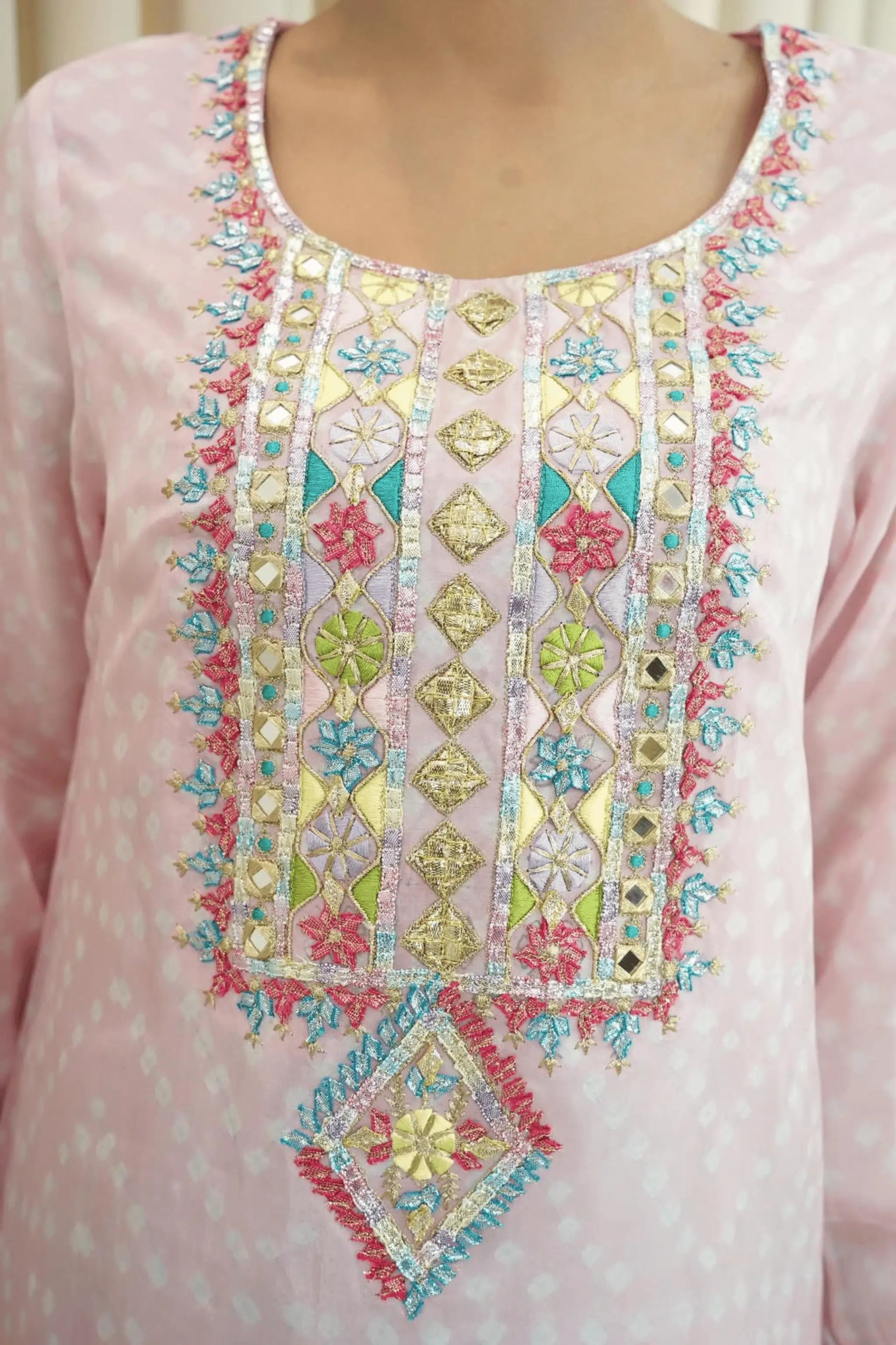 Medium silk chunri shirt with embroidery