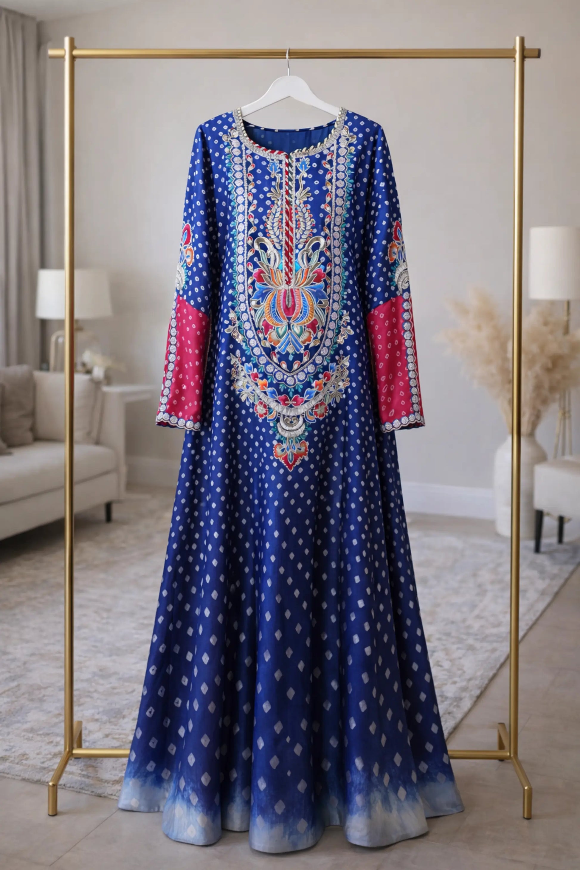 Nayab_2_Piece_Chunri_frock_and_dupatta_in_medium_silk_with_embroidery_and_gotta_work_AOI_Libas