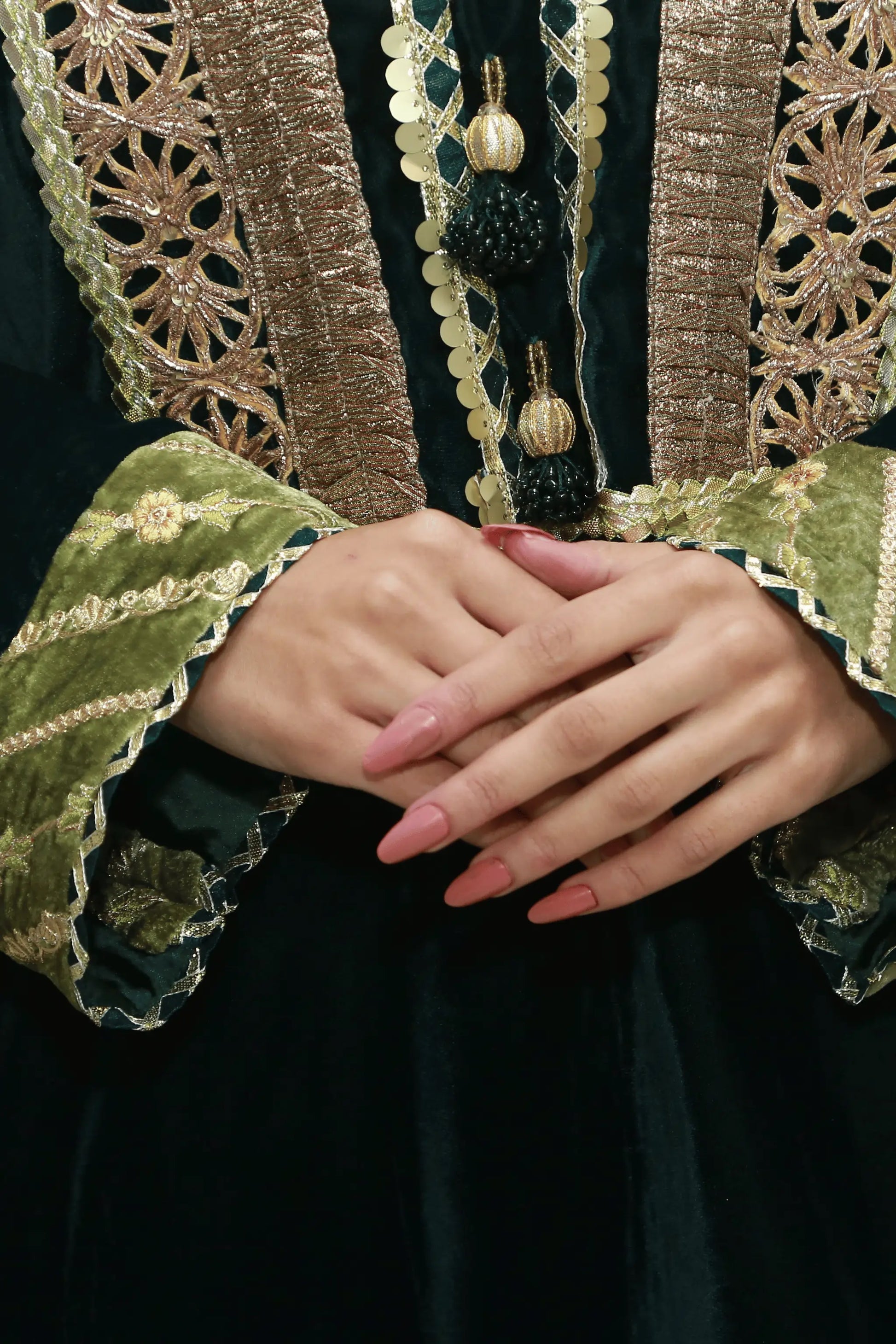 "Noor emerald green wedding outfit by AOI LIBAS"