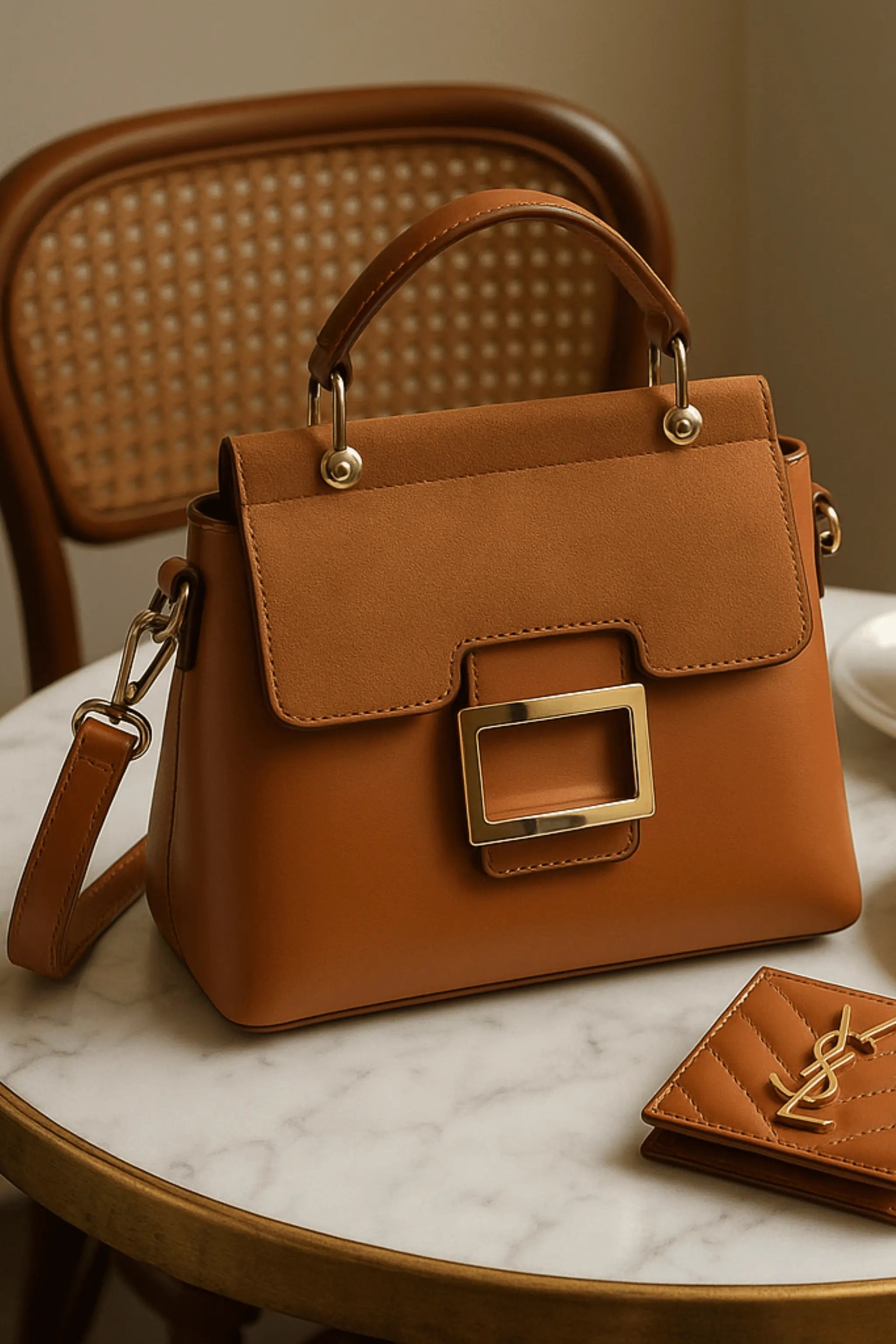 Office-ready PU leather bag with detachable strap