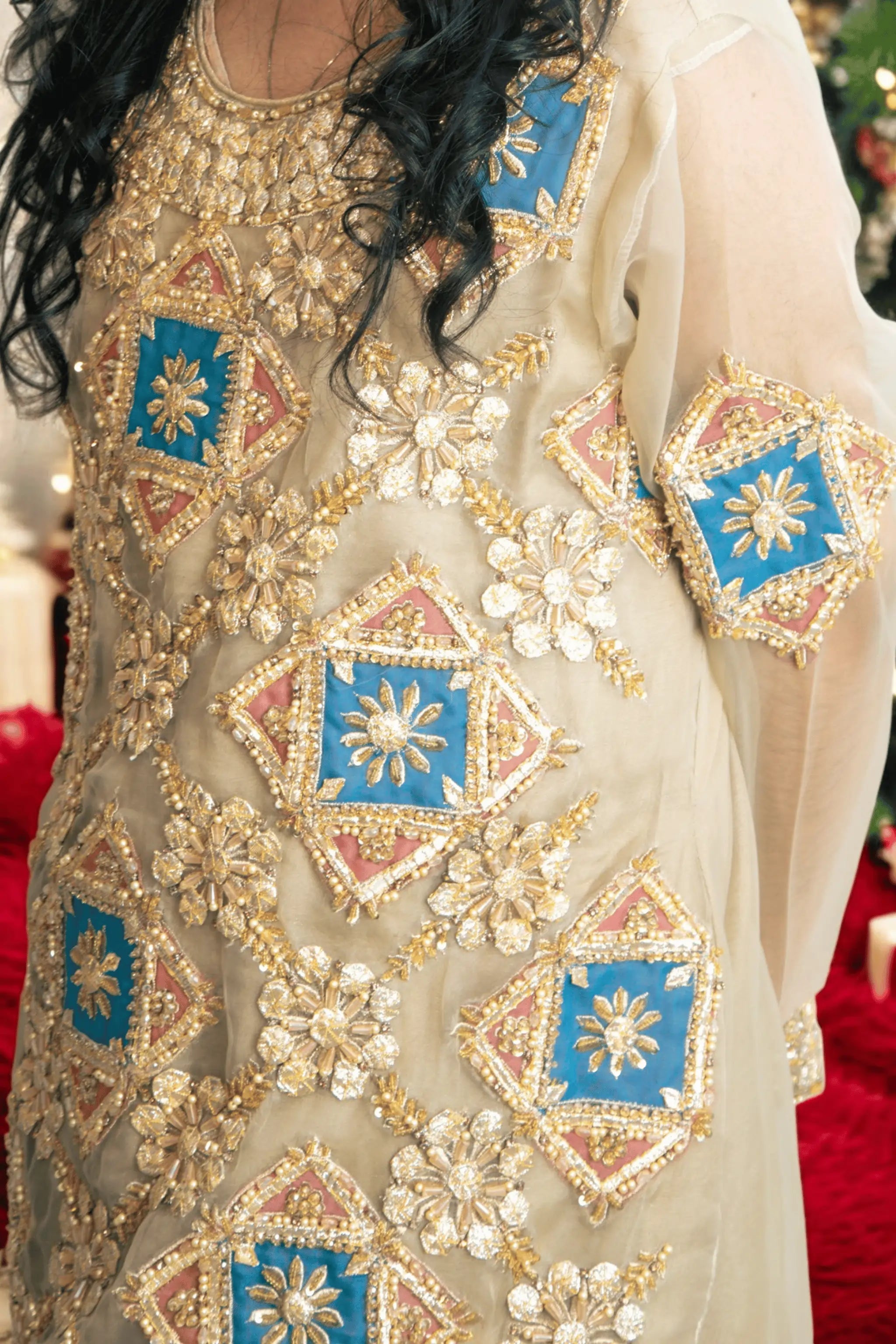 Parchment dopatta with delicate golden embellishments