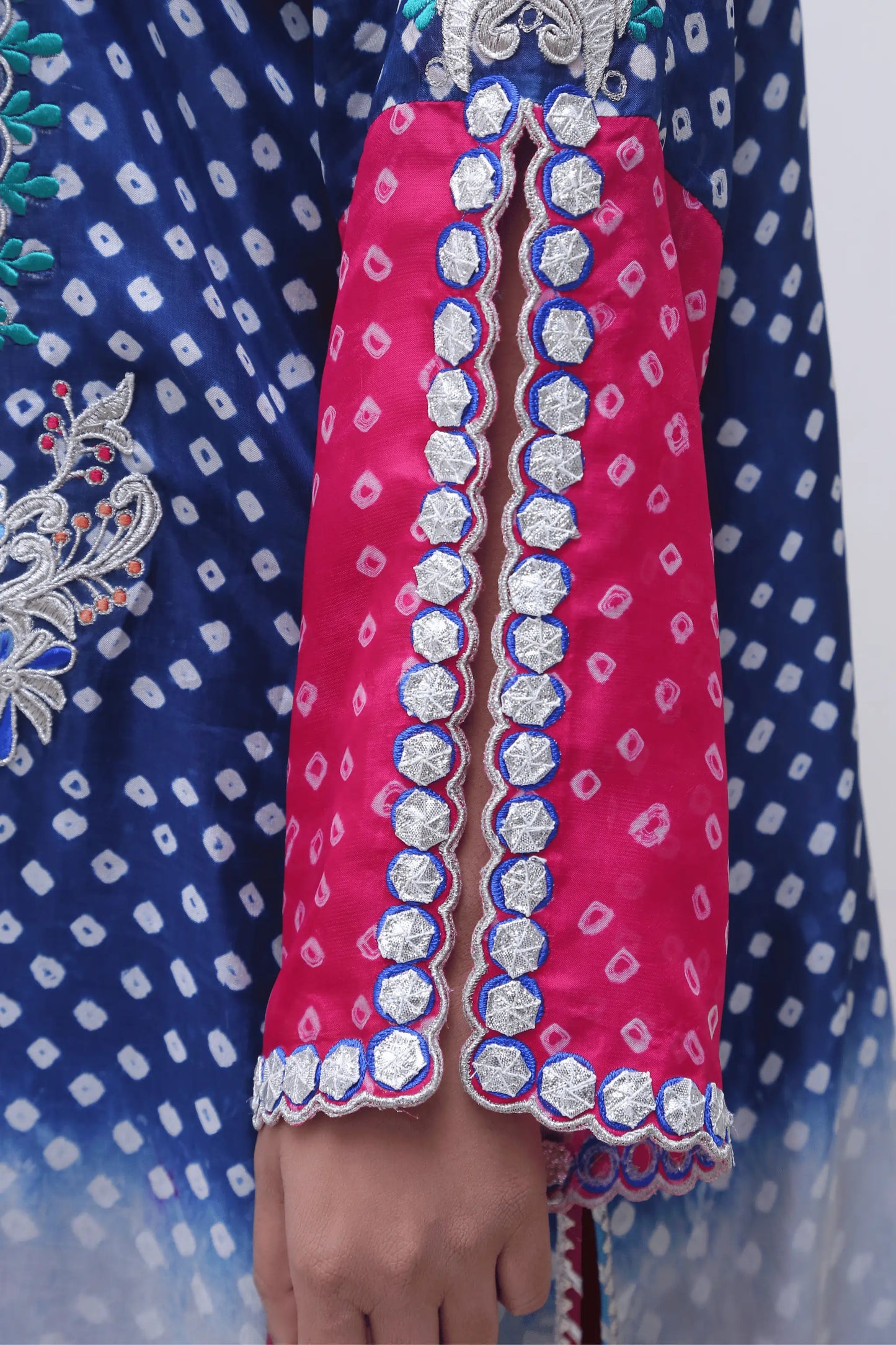 Raw silk farshi shalwar with traditional drape.