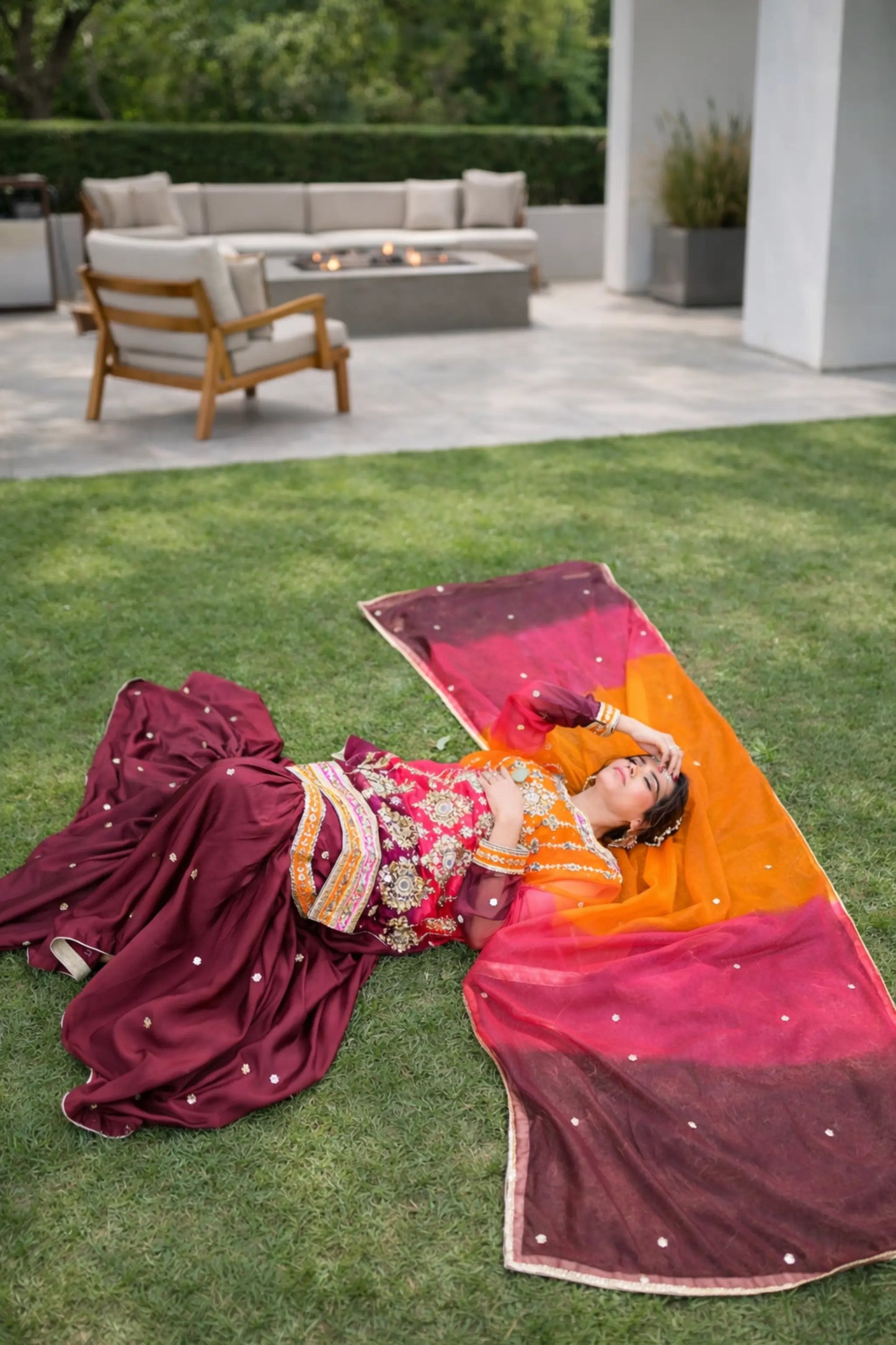 Raw silk gharara trousers with embellished borders