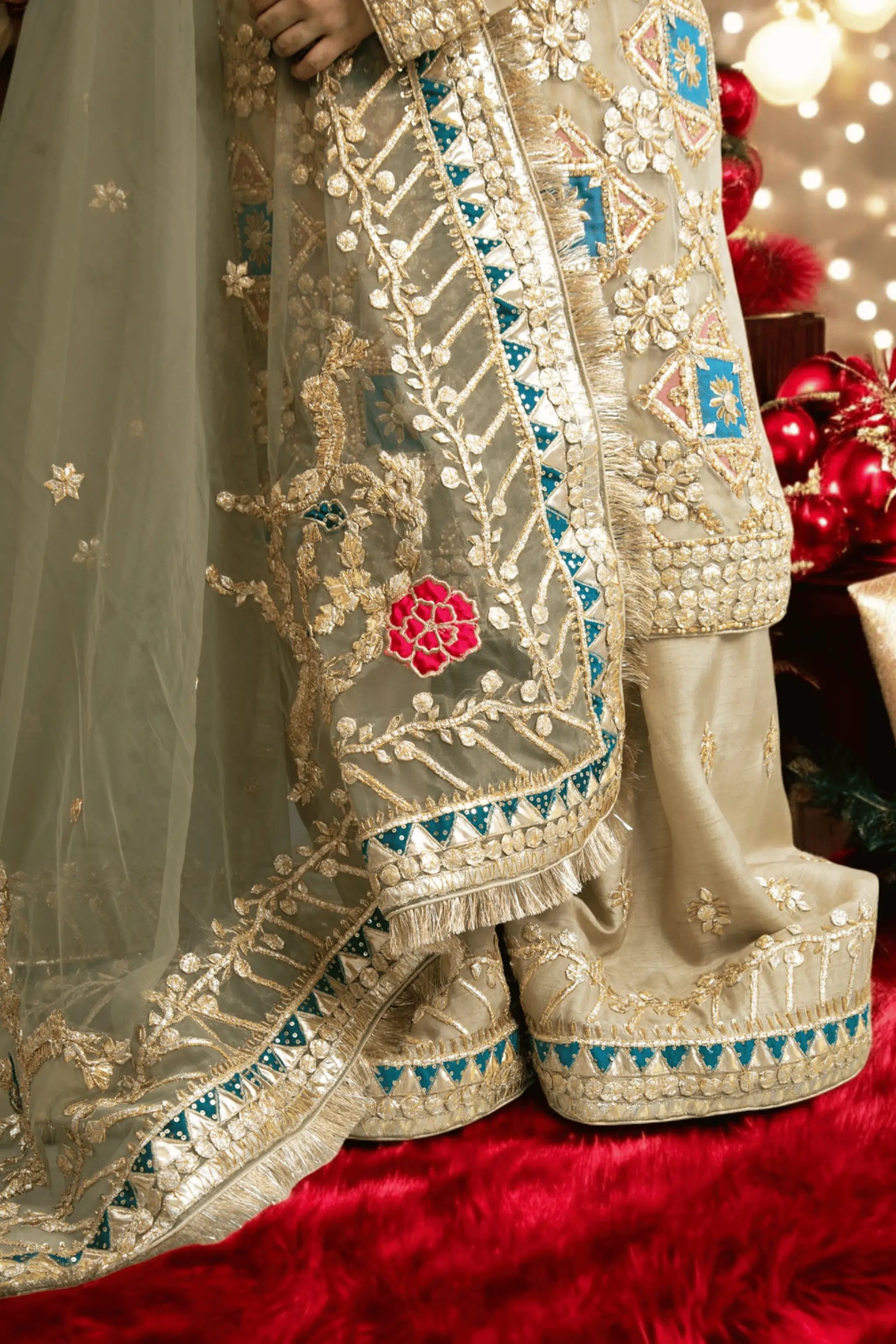 Sharara and shirt set with traditional embroidery 