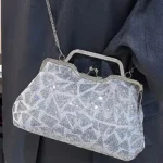 Fashion Multicolor Sequins Evening Bag - Silver