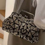Fashion Multicolor Sequins Evening Bag - Black Gold