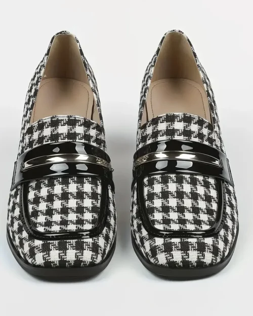 Women's Plaid Pattern Chunky Heels